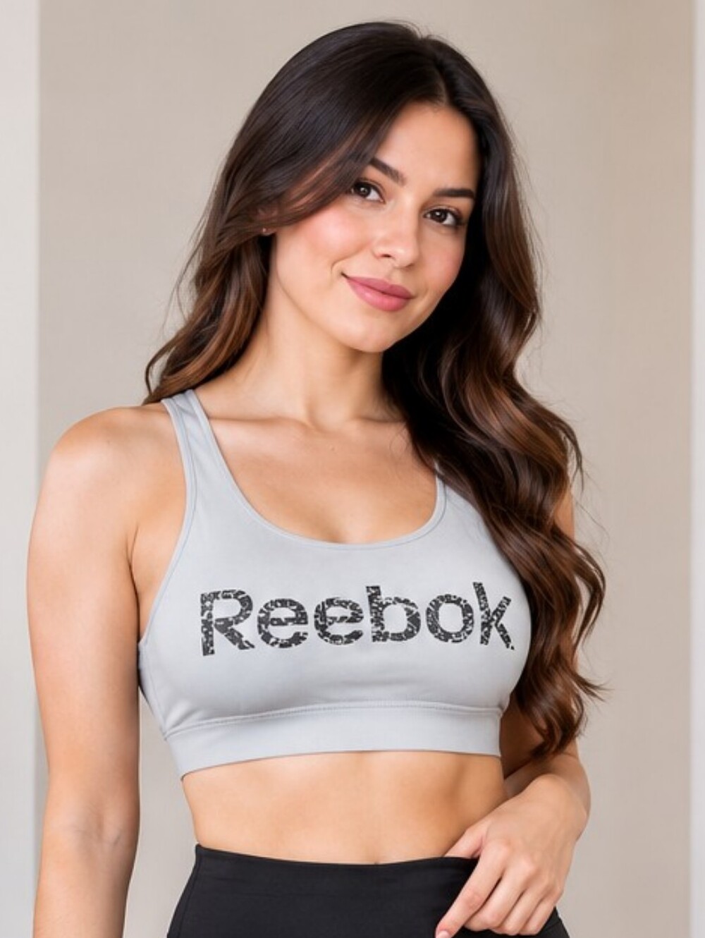 Reebok Strappy Back Sports Bra Gray Medium